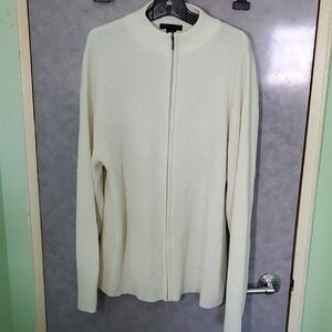 Marquise Ivory Ribbed Zip-Up Sweater